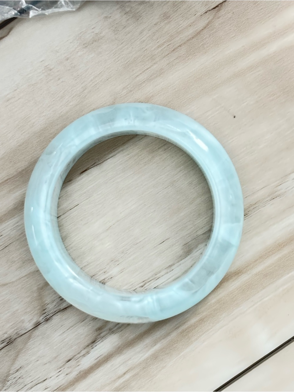Light Aqua Marbled Resin Bangle Bracelet